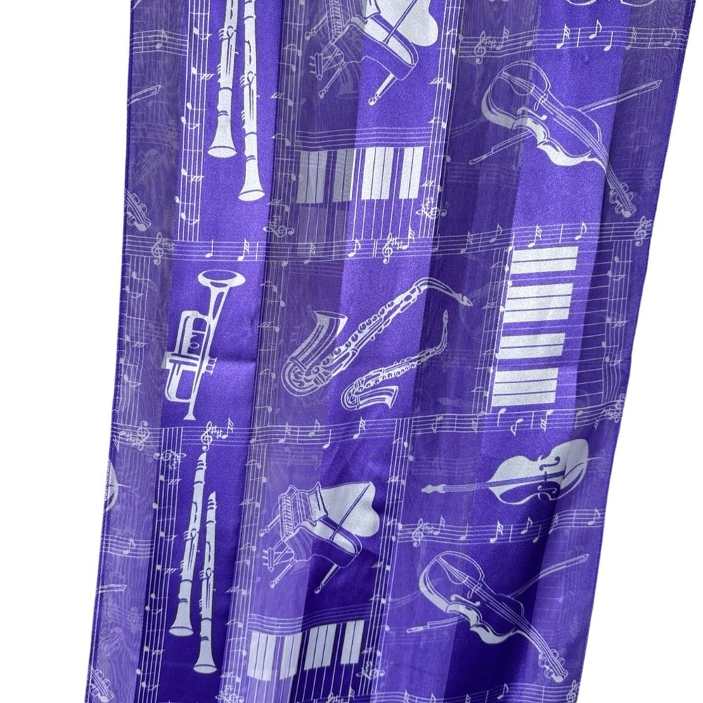 Vintage Music Motif Scarf Indigo Violet Purple Artsy Teacher Kitschy Funky Fun